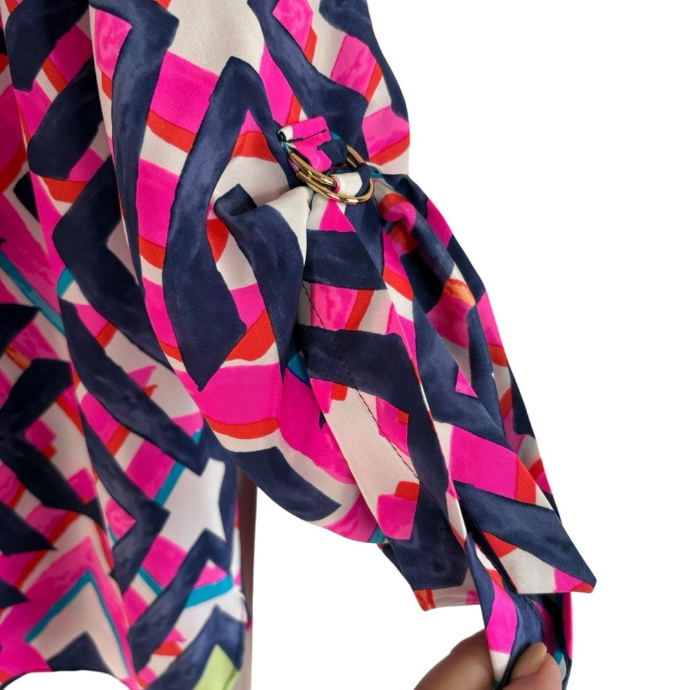 ALICE & OLIVIA Silk Colorful Geometric Print Blouse in Size Small— GORGEOUS!!! - Picture 6 of 9